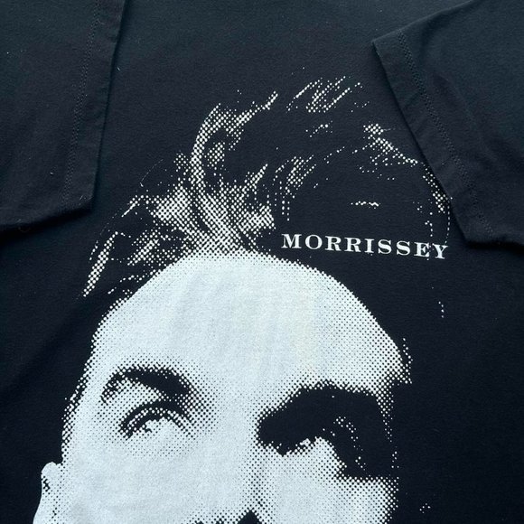 VNTG Y2K MORRISSEY BLACK & WHITE ALL-OVER PORTRAIT T-SHIRT ADULT LARGE - Picture 2 of 2
